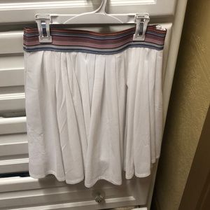 White shirt with colorful waistband